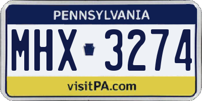 PA license plate MHX3274