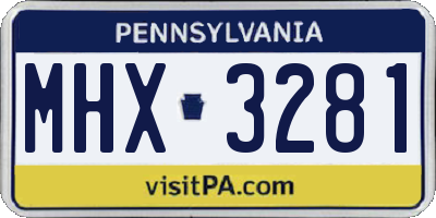 PA license plate MHX3281