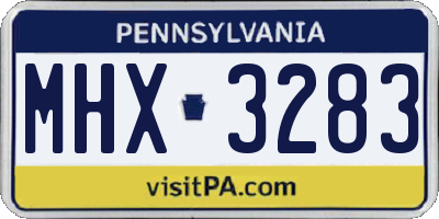 PA license plate MHX3283