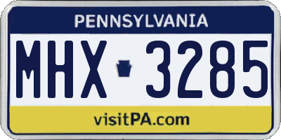 PA license plate MHX3285