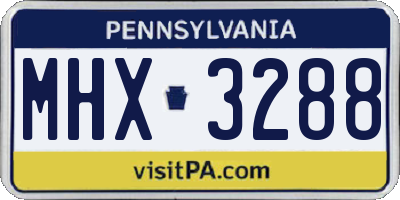 PA license plate MHX3288