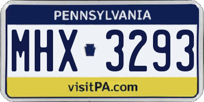 PA license plate MHX3293