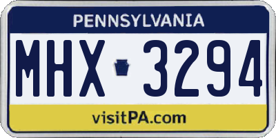 PA license plate MHX3294