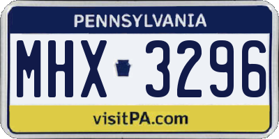 PA license plate MHX3296