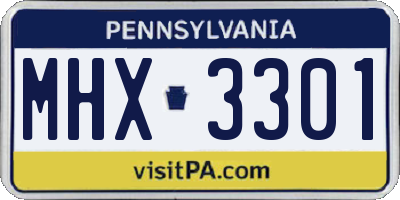 PA license plate MHX3301