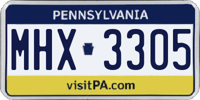 PA license plate MHX3305