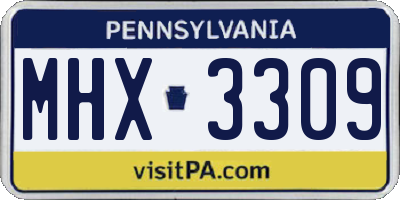 PA license plate MHX3309