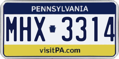 PA license plate MHX3314