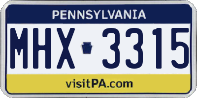 PA license plate MHX3315