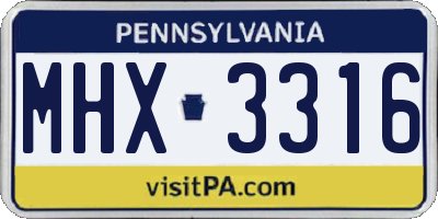 PA license plate MHX3316
