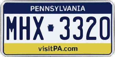 PA license plate MHX3320