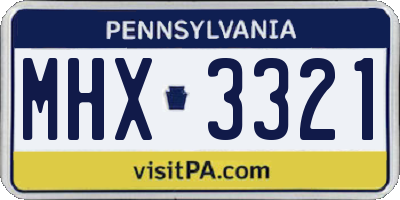 PA license plate MHX3321