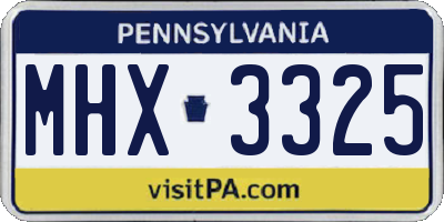 PA license plate MHX3325