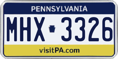 PA license plate MHX3326