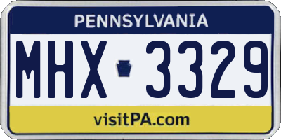 PA license plate MHX3329