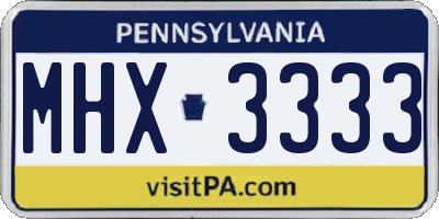 PA license plate MHX3333