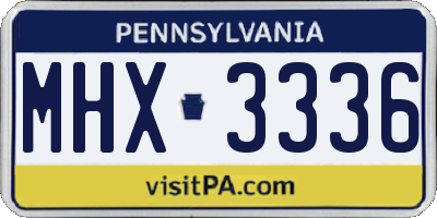 PA license plate MHX3336
