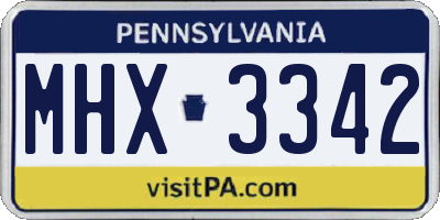 PA license plate MHX3342