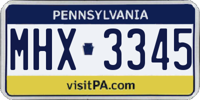 PA license plate MHX3345