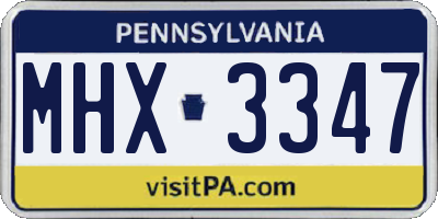 PA license plate MHX3347