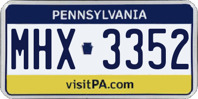PA license plate MHX3352