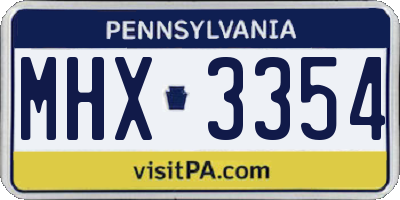 PA license plate MHX3354