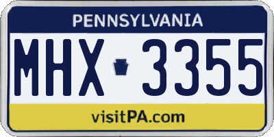 PA license plate MHX3355