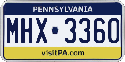PA license plate MHX3360
