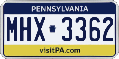 PA license plate MHX3362