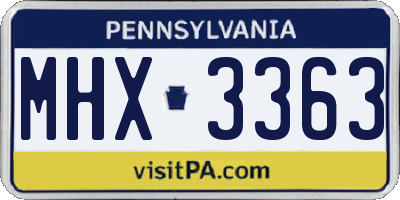 PA license plate MHX3363