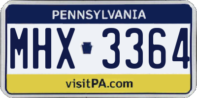 PA license plate MHX3364