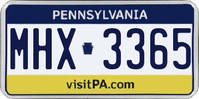 PA license plate MHX3365