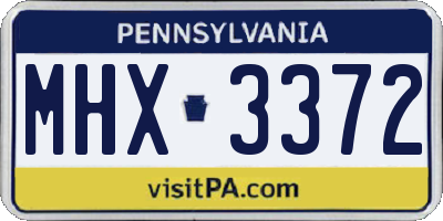 PA license plate MHX3372