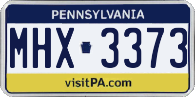 PA license plate MHX3373