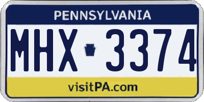 PA license plate MHX3374