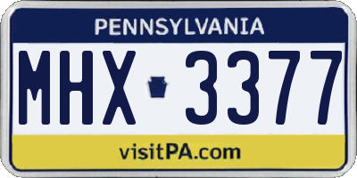PA license plate MHX3377