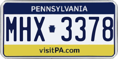 PA license plate MHX3378