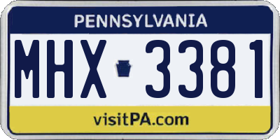 PA license plate MHX3381