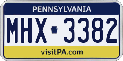 PA license plate MHX3382