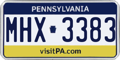 PA license plate MHX3383
