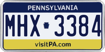 PA license plate MHX3384