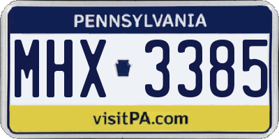 PA license plate MHX3385