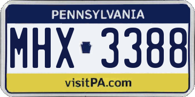 PA license plate MHX3388