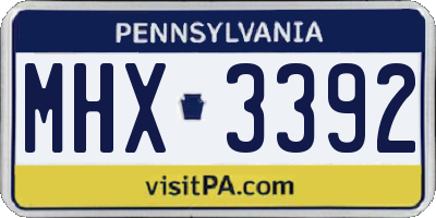 PA license plate MHX3392