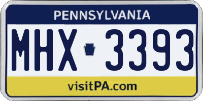 PA license plate MHX3393