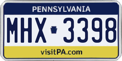 PA license plate MHX3398
