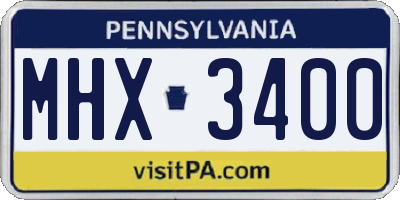 PA license plate MHX3400