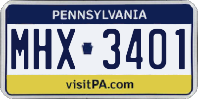 PA license plate MHX3401