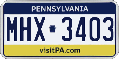 PA license plate MHX3403