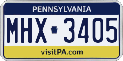 PA license plate MHX3405